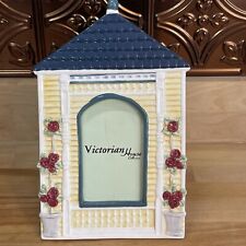 Vintage Ceramic Picture Frame Victorian Cottage House Shaped Collection 3x5” Pic picture