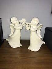 Angels Pair large vintage ceramic angels playing a lyre-harp and flute. 1981 picture