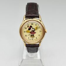 Disney Lorus Watch Classic Minnie Mouse Easy Read Dial Leather Band NEW BATTERY picture