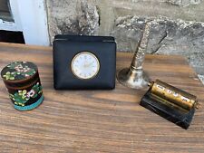 4 VTG Europa Alarm Clock Brass Desktop Rolling Calendar Cloisonne Trinket Plus picture