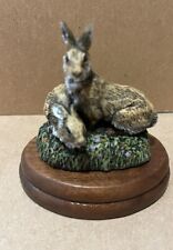 Vintage Bronze Menagerie Cottontail Rabbits Figure Herman L. Deaton 1977 picture