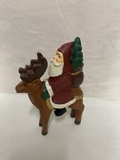 Vintage Santa Claus Riding Reindeer Figurine MCM picture