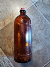 Vintage amber Brown Glass Quart Purex Bottle With Top picture