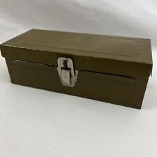 Small Vintage Green Metal Box Made in USA 7x3x2.5 picture
