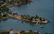 Maine South Bristol Long Cove Point cottages aerial view ~ postcard  sku283 picture