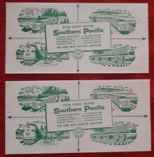 Southern Pacific ticket envelopes, green ink, unused, 1967. 