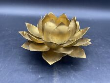 Lotus Candle Holder Gold Lotus Metal Single Candle Holder  Made In Hong Kong picture