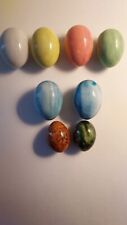 Vtg Set of 8 Marble Alibaster Stone Oval Easter Eggs Pastel Colors picture