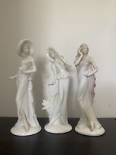 Lot 3 Porcelain Women Figurine Muted Baby Pink Vintage Collectible Victorian picture