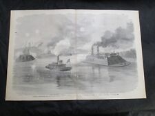 1885 Civil War Print- Grand Gulf, Miss. Federal Ironclads Attacking Confederates picture