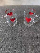 Shot or Sipping Glasses with Handle- Vintage New - Set Of 2 - Heart Design picture