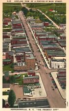 Vintage Postcard Aeroplane View Main Street Hendersonville North Carolina NC picture