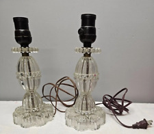 VINTAGE SET OF 2 HOLLYWOOD REGENCY GLASS HOBNAIL TABLE LAMPS picture