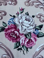 Romantic Neoclassic Rococo Victorian Elegance GENUINE Barkcloth Vintage Fabric picture