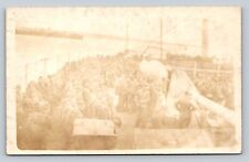 RPPC Many Service Members Aboard Unidentified Ship VTG Postcard AZO 1918-1930 picture