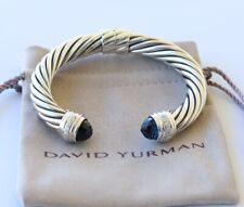 David Yurman Women's Silver 10mm Cable Bracelet Hampton Blue Topaz w/ Diamonds picture