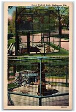 c1930's Zoo Animals at Vollrath Park Sheboygan Wisconsin WI Dual View Postcard picture