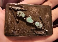 Antique Native Silver and Turqoise Belt Buckle picture