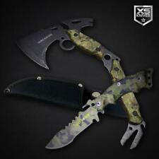 2pc Tactical CAMO Set Fixed Blade HUNTING Knife Survival TOMAHAWK THROWING AXE picture