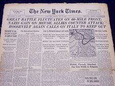 1940 MAY 16 NEW YORK TIMES - GREAT BATTLE FLUCTUATES ON 60-MILE FRONT - NT 184 picture