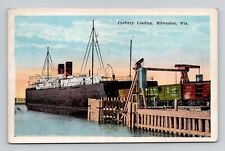 Postcard Ferry Ship in Milwaukee Wisconsin, Vintage C3 picture