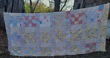 Antique Patchwork Quilt Checkerboard Handmade Feed Sack Farm Shirts Oklahoma  picture