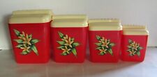 Vintage Burroughs Mfg. Co. Set of 4 Plastic Canisters Floral Los Angeles CA USA  picture
