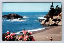 Florence OR-Oregon, Pacific Ocean Seacoast pounding Surf Vintage c1955 Postcard picture