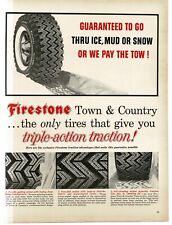 1956 Firestone Snow Tires Town & Country art Vintage Print Ad picture
