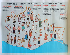 RARE Trajes Regionales de Oaxaca Mexico Vintage Poster, Signed 1963, 23”x 17” picture