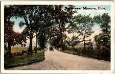 Scene Near Minerva Ohio, Auto on Country Road, c1918 Vintage Postcard N02 picture