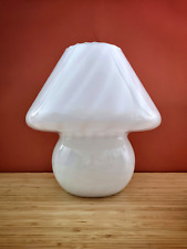 Vintage Big White SWIRL MURANO Glass MUSHROOM Fungo Lamp Italy 70s VENINI Style  picture