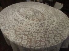 Vintage Stunning Ivory Quaker Lace tablecloth  picops, 82 x 71