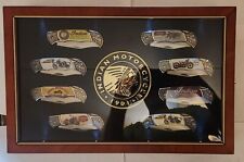 INDIAN  MOTORCYCLE FOLDING POCKET KNIFE COLLECTOR SET WITH DISPLAY CASE.  picture