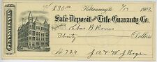 1902 Safe Deposit & Title Guaranty Co. Bank Check Kittanning Pennsylvania PA picture