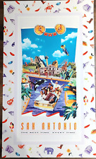 San Antonio TX Tourism Poster David Robinson Selena c1990s Vintage 37x21 RARE picture