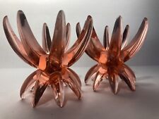 2 Vintage Friedel Ges Gesch PINK MCM Atomic - Lotus Candlestick Holders picture
