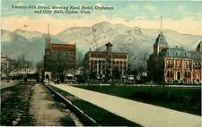 Postcard Reed Hotel, Orpheum & City Hall, Ogden, Utah - used in 1913 picture