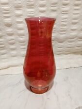 Vintage 10” Ruby Red Glass Cylinder Hurricane Oil LampShade Odd Base Size picture