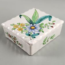 Antique Vintage Cantagalli Italy Hand Painted Majolica Terracotta Trinket Box picture