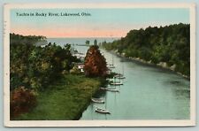 Cleveland Lakewood Ohio~Birdseye Yachts in Rocky River~Sailboats w/o Sails~1916 picture