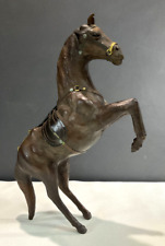 Leather Covered Rearing Horse Sculpture 16.5