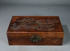 11″ noble natural rosewood huali wood carving persimmon ruyi Jewelry box Storage picture