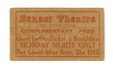 c.1915 SAN FRANCISCO SUNSET THEATRE@630 IRVING STREET~RARE ADMISSION TICKET PASS picture