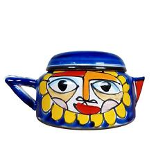 La Musa Vintage Ceramic Teapot Hand Painted Italy Mid Century Colorful Pottery picture