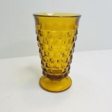 Amber Whitehall Cubist Footed Drinking Glass 12oz MCM Vintage Mid-Century Modern picture
