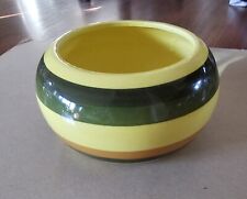 Vintage California Pottery Stripe Planter Yellow/Green Orange 7