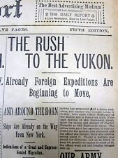 1897 headline display newspaper with the BEGINNING of the KLONDIKE GOLD RUSH picture