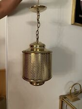 RARE Vintage Moroccan Pierced Brass Pendant Light Hanging Chandelier Lamp picture