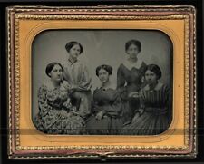 Large Half Plate 1850s Ambrotype - Group of Victorian Girls / Sisters / Friends picture
